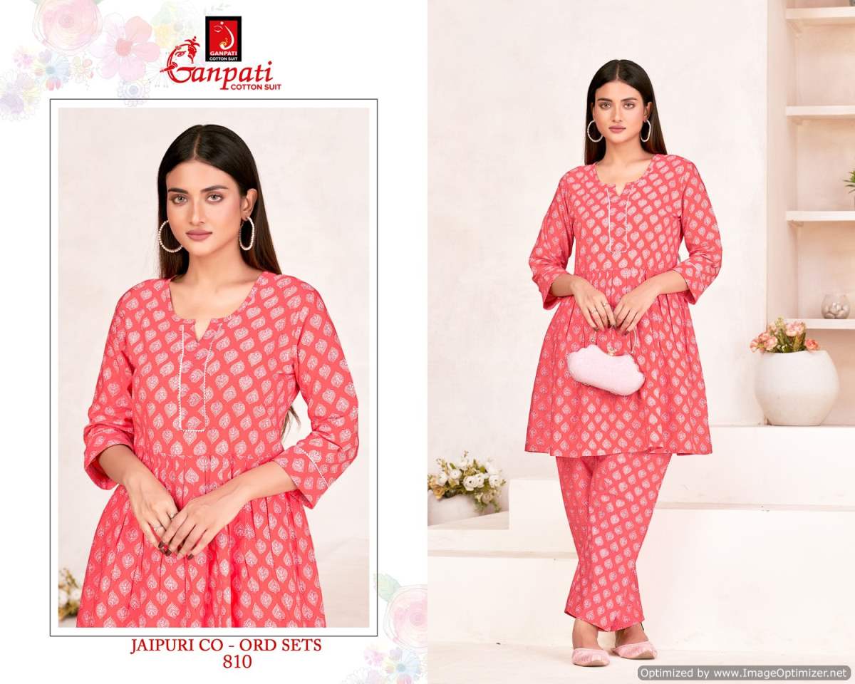 Jaipuri Vol 8 By Ganpati Heavy Pure Cotton Cord Set Top With Bottom Wholesale Shop In Surat